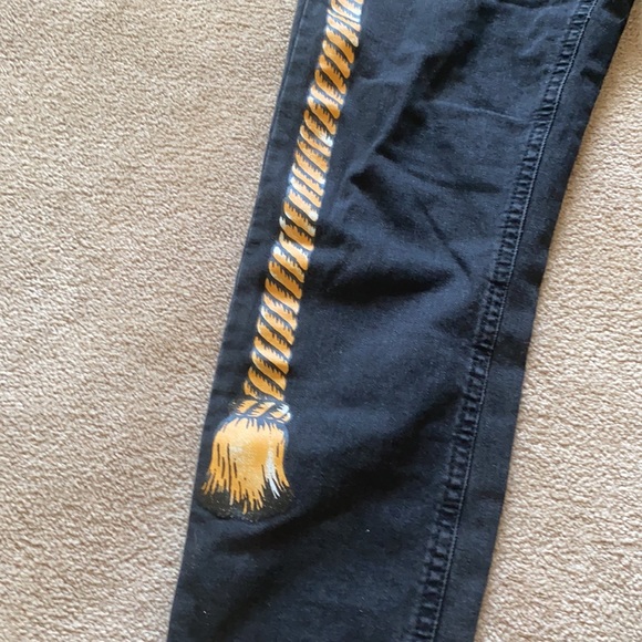 Black High Rise Skinny Jeans with Rope Detail - Picture 4 of 10